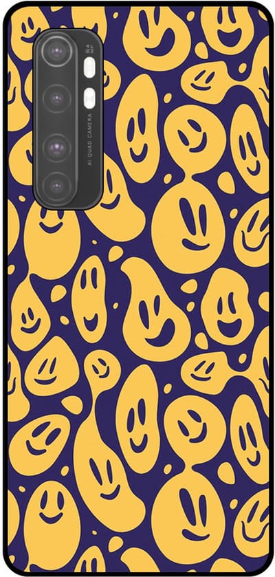 Smartphonica Telefoonhoesje Geschikt voor Xiaomi Mi Note 10 Lite met smiley opdruk - TPU backcover case emoji design - Paars Geel geschikt voor Xiaomi MI Note 10 Lite