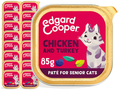 Edgard & Cooper Kattenvoer Graanvrij Natvoer voor Katten Senior Gesteriliseerde of Actieve Senior Kat Natuurlijke Heerlijke PatÃƒÂ© 85g x 16 Verse Kip, Smakelijk en Uitgebalanceerd, Vers Vlees