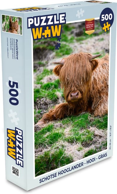 Puzzel Schotse Hooglander - Hooi - Gras - Legpuzzel - Puzzel 500 stukjes