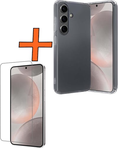 Hoes - Met Screenprotector - Geschikt voor Samsung Galaxy S24 - Sterk & Shockproof - Back Cover - Siliconen Case - Telefoon Hoes - Transparant