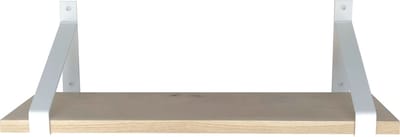 GoudmetHout® Wandplank Industrieel - 60 x 25 cm Muurplank - Eiken Hout - Decoratie Wandrek & Boekenrek - Hangplank Keuken - Wall Shelf + 2 Mat Witte Plankdragers van Staal