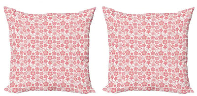 ABAKUHAUS Kersenbloesem Kussenhoezen Set – 2x50x50 cm – Dubbelzijdig bedrukt – Rits – Coral Wit