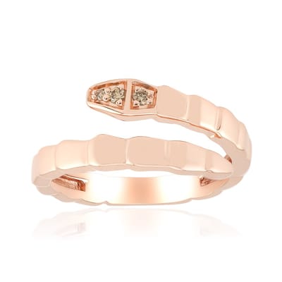 Cavill - Zilveren ring met 0,031 ct Argyle-Rose de France diamanten - 925 Sterling zilver rosé verguld - Modern slangen design