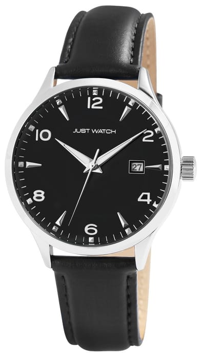 JUST WATCH Herenhorloge echt leer Heriat, datumaanduiding