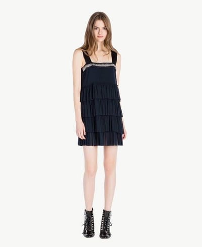 Twinset • korte donkerblauwe jurk met laagjes • maat 34 (IT40)