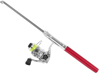 Allecto - Pocket Hengel - Draagbare Mini Pen Hengel - Ideaal voor Rotsvissen - Rood - Compact en Lichtgewicht - Geschikt voor Zeevissen en Riviervi...