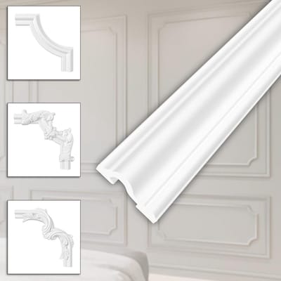 HEXIM Stucversiering van HDPS/PU wit - stucframe wanddecoratie fotolijst - HCR wandlijsten (20 meter HCR517) wandlijst eindlijst fries stuclijst renovatie HDPS
