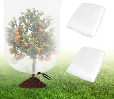 Set van 2 Beschermnetten voor Planten 1.8 x 1.8 m met Rits en Trekkoord, Insectenwerend Net voor Fruitbomen, Tuinplanten en Groenten