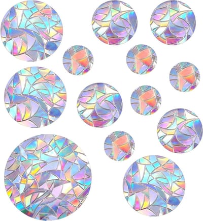 52 Stuks Prisma Raamstickers - PVC Anti-Botsingsstickers voor Glazen Ramen, Regenboog Raamdecoratie en Cirkelvormige Zonnevanger voor Slaapkamer en Eetkamer