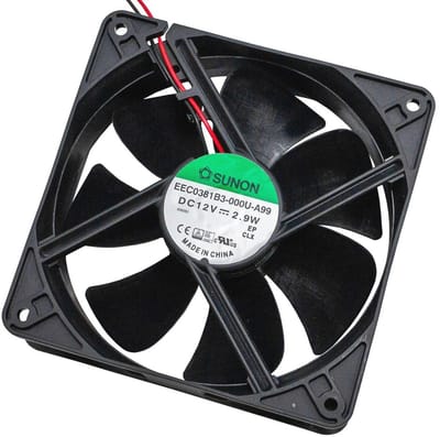 Ventilator 12V DC 2,9W - 120x120x38mm met hoge luchtstroom en lage geluidsproductie