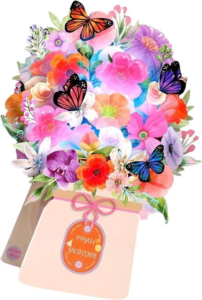 3D Bloem Kaarten - Papier Boeket Wenskaarten - Verrassen met Groeten - Hartverwarmend Driedimensionaal - 24 x 28 cm - A