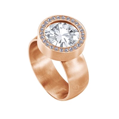 Quiges RVS Schroefsysteem Zirkonia Ring Rosegoudkleurig Mat 16mm met Verwisselbare 12mm Mini Munt - SLSRS50716