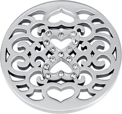 Quiges - Munthouder Munt 33mm RVS met Zirkonia Infinity Zilverkleurig - EPR122
