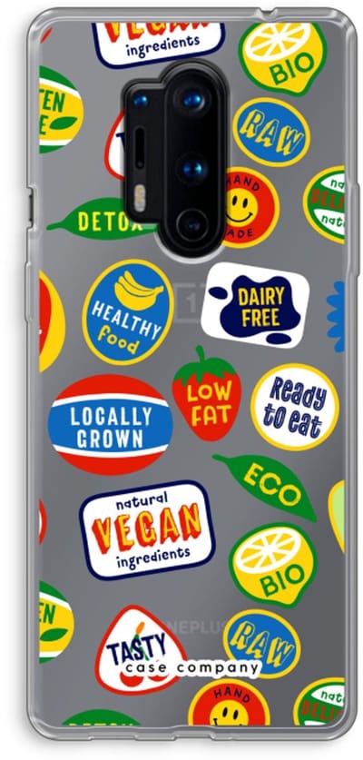 Case Company® - Hoesje geschikt voor OnePlus 8 Pro hoesje - Fruitsticker - Soft Cover Telefoonhoesje - Bescherming aan alle Kanten en Schermrand
