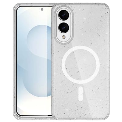 imoshion Hoesje - Geschikt voor Samsung Galaxy S25 Edge - Sparkle Backcover met Magnetische Ring - Transparant