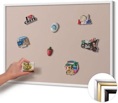 Wallfluent - Roze Magnetisch Bord in Verschillende Kleuren - 100 cm x 70 cm - Magneetbord met Witte Frame - Kleur poederroze beige - Magneetbord Multifunctioneel - Magnetisch Bord voor Thuis en Kantoor - Magneetbord Voor Thuiskantoor