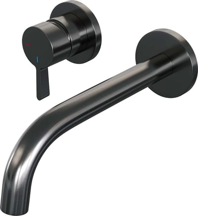 Brauer Gunmetal Edition inbouw wastafelmengkraan met gebogen uitloop en rozetten model E2 gunmetal geborsteld PVD