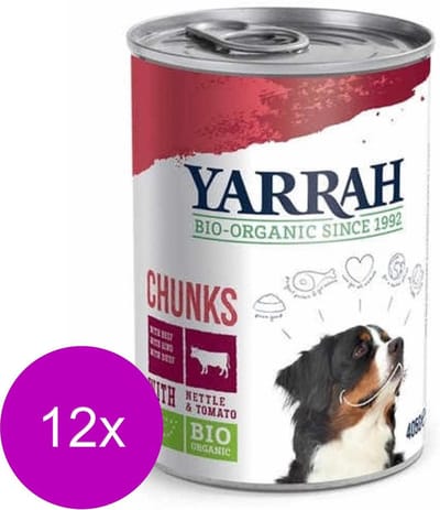 Yarrah Bio Hondenvoer Brokjes In Saus - Hondenvoer - 12 x Kip Rund 405 g
