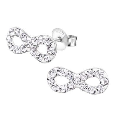Joy|S - Zilveren Infinity oorbellen - 11 x 5 mm - kristal - oorknoppen