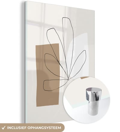 MuchoWow® Glasschilderij 120x160 cm - Schilderij acrylglas - Bloemen - Minimalisme - Pastel - Foto op glas - Schilderijen