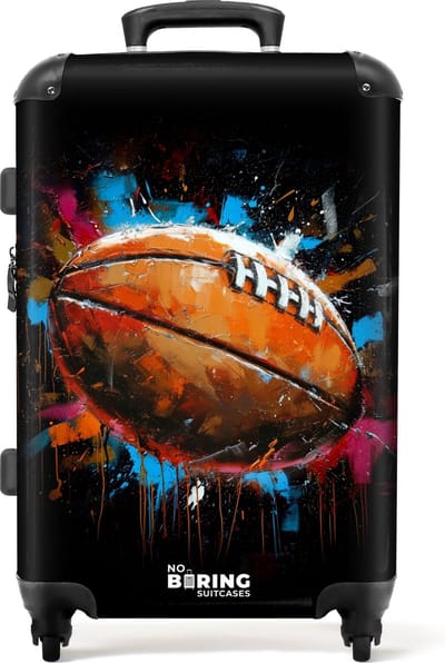 NoBoringSuitcases.com® - Koffer groot - Rolkoffer lichtgewicht - Rugbybal omringd door graffiti - Reiskoffer met 4 wielen - Grote trolley XL - 20 kg bagage