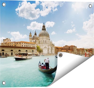 Gards Tuinposter Basiliek San Marco in Veneti� op het Water - 50x40 cm - Tuindoek - Tuindecoratie - Wanddecoratie buiten - Tuinschilderij
