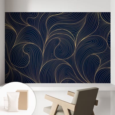 Coloray Behang - Golvend motief Wandbekleding - 104x70 cm - Marine Behang - Voor mensen die moderne en artistieke ontwerpen waarderen - Behang Voor de woonkamer, voor het kantoor, voor de slaapkamer - Muurbehang Abstractie