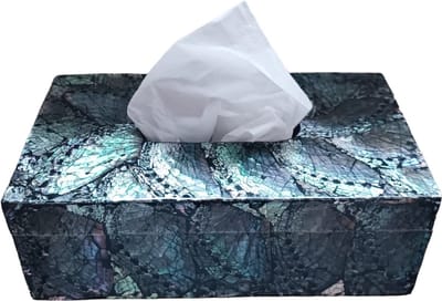 Dream-Living Luxe Tissue box donkere Abalone schelpen 24x12x7cm