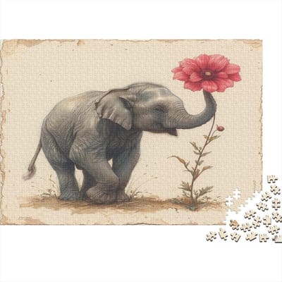 Olifant Legpuzzel - 1000 Stukjes Puzzel - Ontspanning Thuis - Premium Gerecycled Karton - 75x50cm