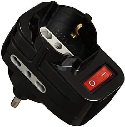 Adapter met schakelaar - Stekker adapter - Apparaten aansluiten - Draaibare stekker - 10/16A - Zwart