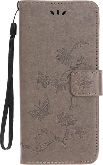 Coverup Bloemen & Vlinders Book Case - Geschikt voor iPhone 13 Mini Hoesje - Grijs