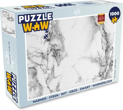Puzzel Marmer - Steen - Wit - Grijs - Zwart - Marmerlook - Legpuzzel - Puzzel 1000 stukjes volwassenen