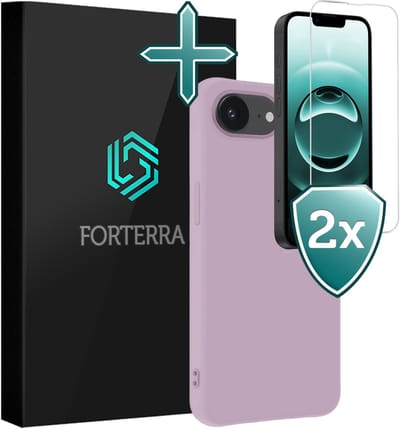 Hoesje Met 2x Screenprotector - Geschikt voor Apple iPhone 16e - Sterk & Shockproof - Telefoon Hoes - Back Cover - Siliconen Case - Lila