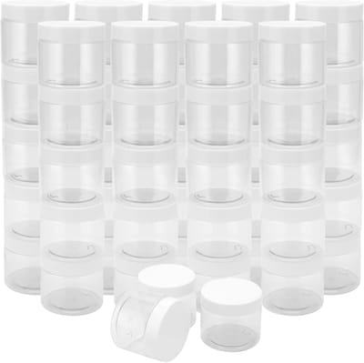 48 Stuks 120ml Heldere Plastic Potjes met Deksel, BPA-vrij Opslag voor Slijm, Specerijen, Make-up en Ambachten