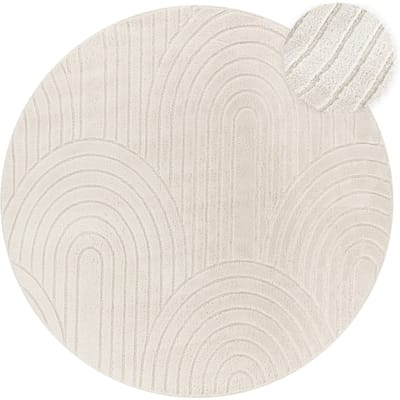 Modern tapijt Tokko crème 120 cm rond