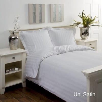 Papillon Satijn streep dekbedovertrek - eenpersoons - 140x200/220 - Wit