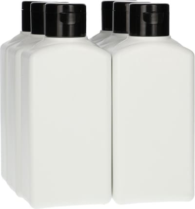 6 x Plastic Fles 250 ml Klepdop - Rechthoekig - Gerecycled HDPE Kunststof- Gerecycled HDPE Kunststof - Onbreekbaar - ca. 70% minder Co2 uitstoot door gerecycled materiaal - 6 stuks