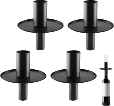 Dailygoods- Kandelaar Set van 4 - Zwarte Kandelaarhouder - Metalen Kaarsenstandaard - Decoratieve Vintage Kandelaar - Hittebestendig - Duurzaam Aluminium - Kaarsenhouder