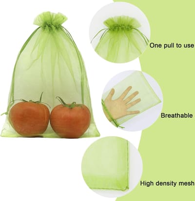 30 pcs - Groene Netzakken Voor Fruitbescherming - 20x30cm - Trekkoord Mesh Hoezen - Fysieke Barrière Tegen Ongedierte - Voor Druiven Mango Bomen En Moestuin