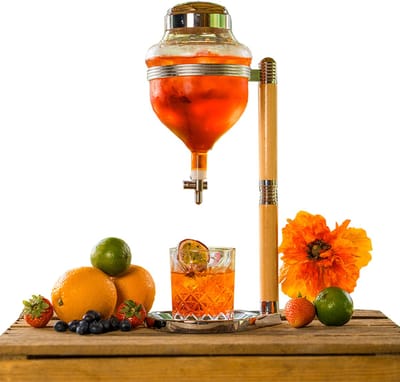 Gekoelde drank dispenser - glazen drank dispensers 720ml met houder met metalen kraantje - Sapdispenser - Drankdispenser - Waterdispenser