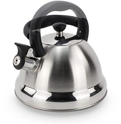 Camping Fluitketel 3L RVS Kookplaat Waterkoker voor Gasfornuis of Inductiekookplaat - Geschikt voor Binnen & Buiten, Zilver