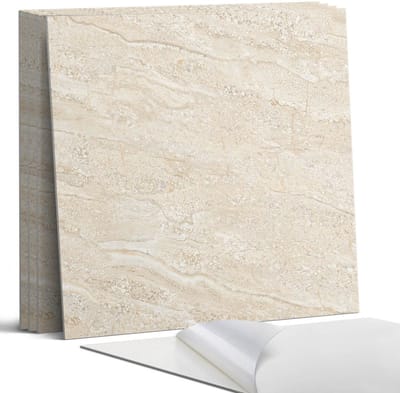 Coloray Wandpanelen Zelfklevend - Natuursteenpatroon Zelfklevende Wandpanelen - 50 cm x 50 cm - Romig Wandpaneel PVC - 5 stuks - Texturen Wandpanelen Zelfklevend - Wandpaneel Keuken - Wandpanelen Badkamer