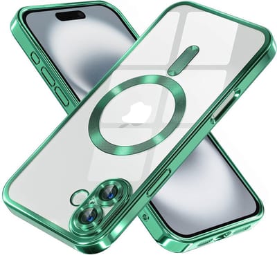 Hoesje geschikt voor Apple iPhone 16 Plus - Techsuit Luxury Crystal Back Cover - Geschikt voor MagSafe - Transparant/Lichtgroen
