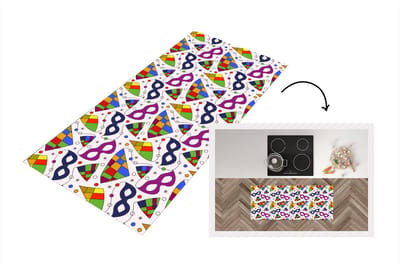 Keukenloper - Loper keuken - Carnaval - Patronen - Maskers - 120x50 cm - Keukenloper vinyl