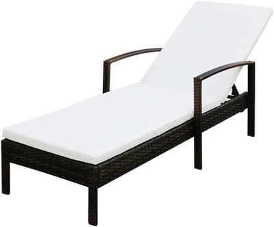 Ligstoel met kussen - Loungestoel Relaxstoel - Buiten Ontspannen - 4-voudig verstelbare rugleuning - 195 x 68 cm - Bruin