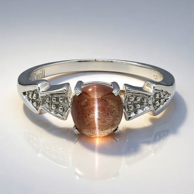 Cavill - Zilveren Ring 925 Sterling - Platina Geplateerd - Cat Eye Scapoliet 1 28 ct - Ronde Cabochon - Filigraan Design