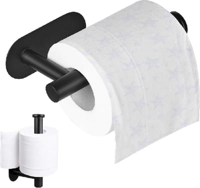 Sanimex - WC rolhouder - Toiletrolhouder - Zelfklevend - Zonder boren - Badkamer - Toilet - Mat zwart