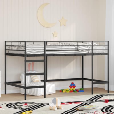 vidaXL - Kids'loftbedframe - Effen - Zwart - 90 - x - 200 - cm - Staal