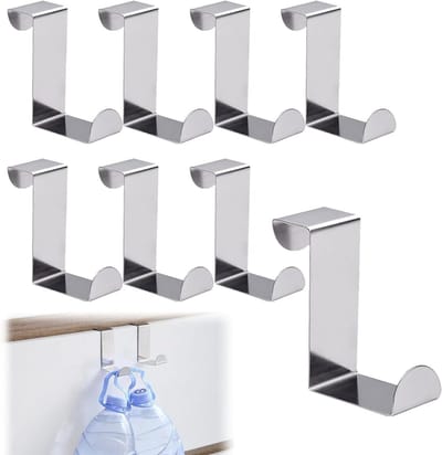 Dailygoods- Deurhaken 8 Stuks - Roestvrij Staal - Over Deur Hangers - Ruimtebesparend - Kledingkast Hangers - Geschikt voor 0,79/1,55 Inch Deuren - Overdeurhaken