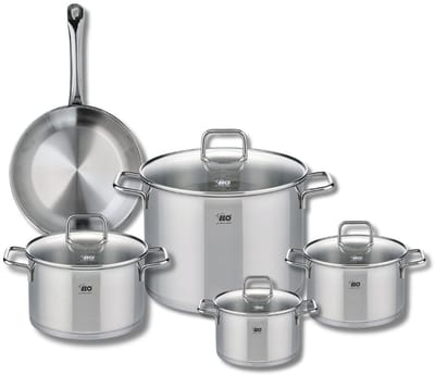 Set van 1 Koekenpan 24 cm en 4 kookpotten 14, 16, 20 en 26 cm Elo Profi Citrin